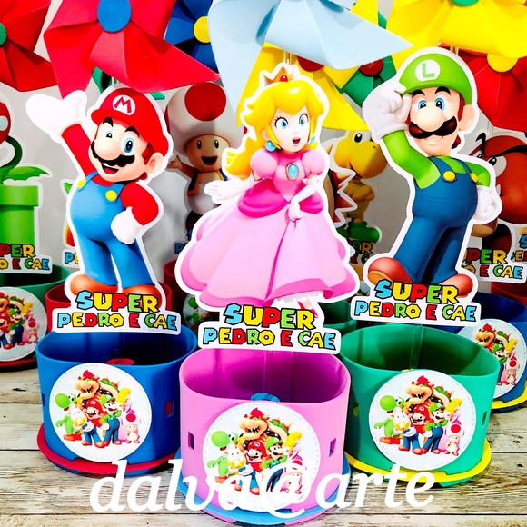 Centro de Mesa Mario Bross e Sua Turma