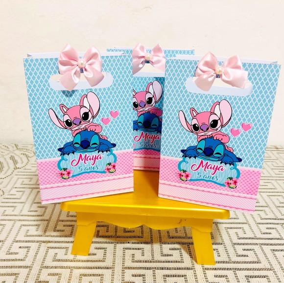 Mini Sacolinha Stitch e Angel