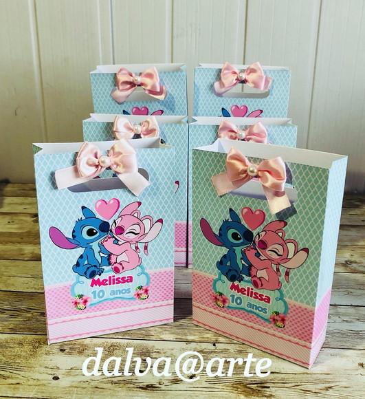 Mini Sacolinha Stitch e Angel