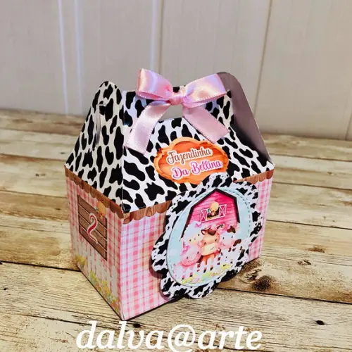 Caixinha Lancheirinha Fazendinha Rosa