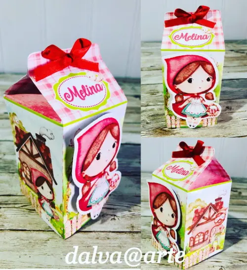 Caixinha Milk Chapeuzinho Vermelho Aquarela