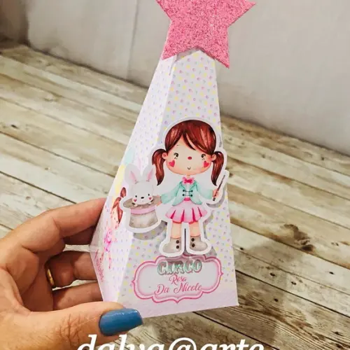 Caixinha Pirâmide Circo Rosa