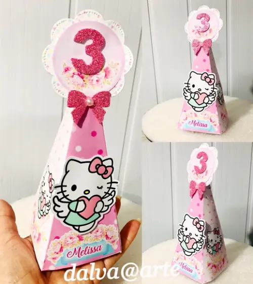 Caixinha Pirâmide Hello Kitty