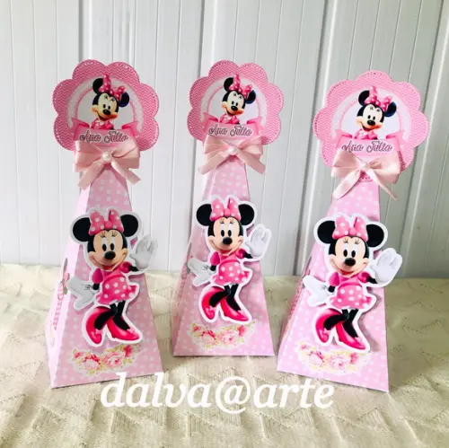 Caixinha Pirâmide Minnie Rosa