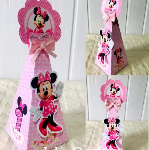 Caixinha Pirâmide Minnie Rosa