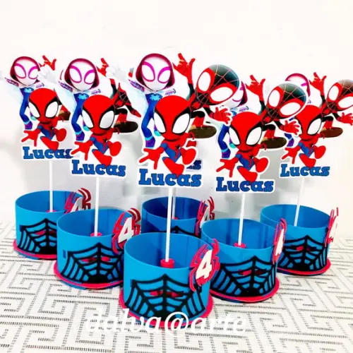 Centro de Mesa Homem Aranha e Seus Amigos Espetaculares