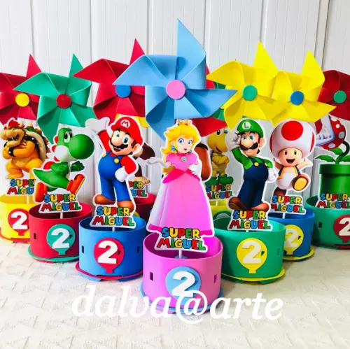 Centro de Mesa Mario Bros e Sua Turma