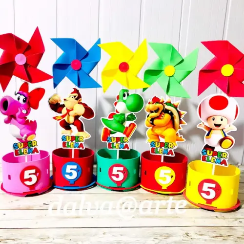 Centro de Mesa Mario Bross e Sua Turma
