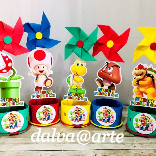 Centro de Mesa Mario Bross e Sua Turma
