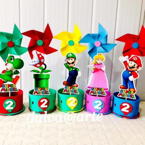 Centro de Mesa Mario Bros e Sua Turma