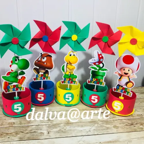 Centro de Mesa Mario Bross e Sua Turma