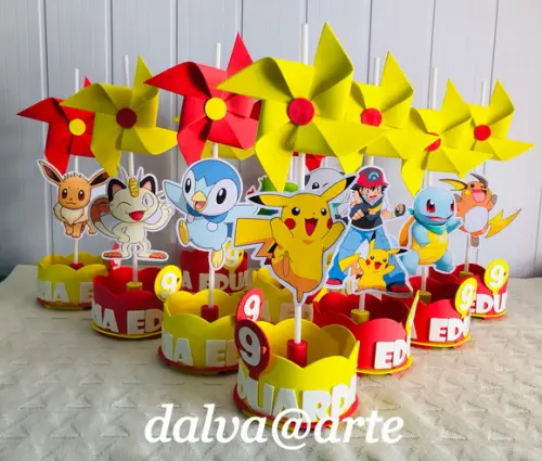 Centro de Mesa Pokémon com Catavento em E.v.a