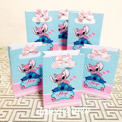 Mini Sacolinha Stitch e Angel