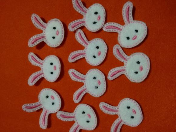 Coelhinhos aplique de feltro 10 peças