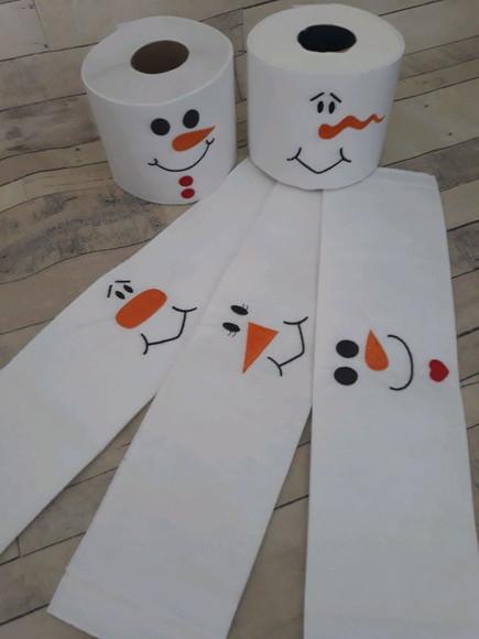 Kit 3 Porta Papel Higiênico de Feltro Bordado Boneco de Neve