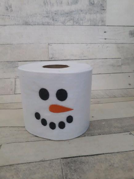 Kit 3 Porta Papel Higiênico de Feltro Bordado Boneco de Neve