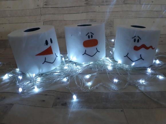 Kit 3 Porta Papel Higiênico de Feltro Bordado Boneco de Neve