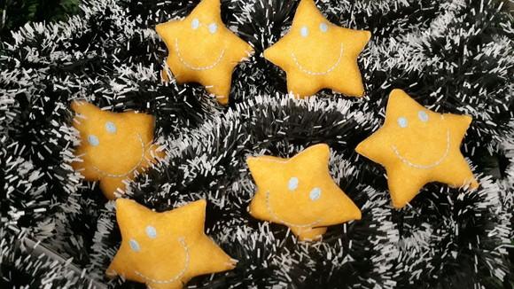 Kit 10 Estrelas de Tecido para Árvore de Natal