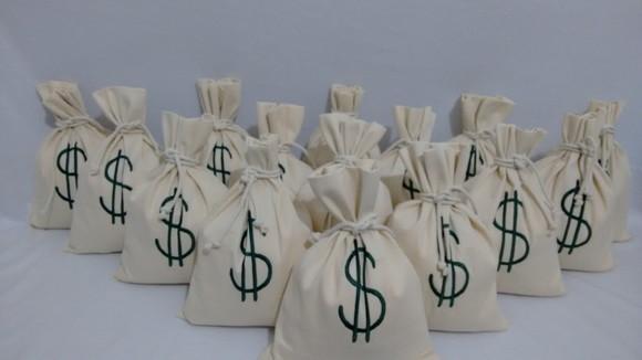 Peso de Porta Saco de Dinheiro de Algodão Cru Bordado