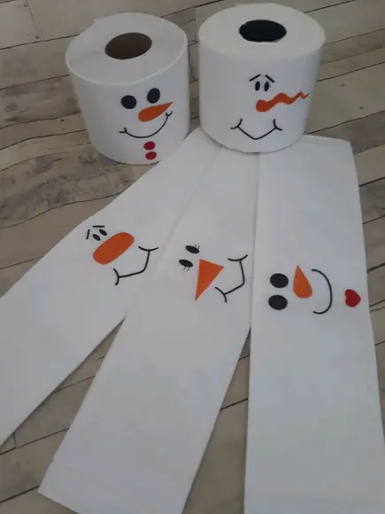 Kit 3 Porta Papel Higiênico de Feltro Bordado Boneco de Neve