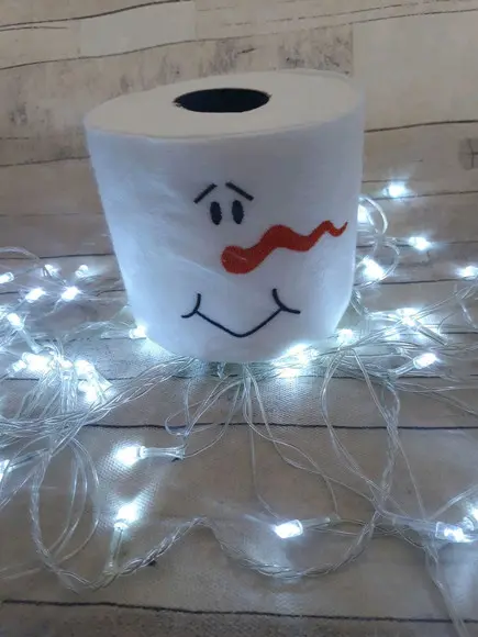 Kit 3 Porta Papel Higiênico de Feltro Bordado Boneco de Neve