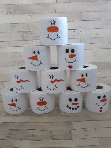 Kit 3 Porta Papel Higiênico de Feltro Bordado Boneco de Neve