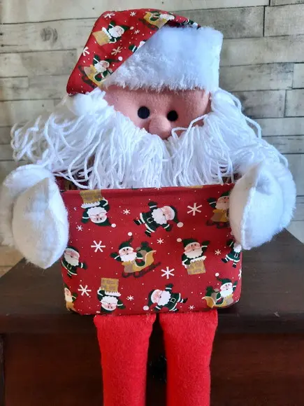 Papai Noel em Feltro Pote Porta Bombons