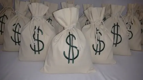 Peso de Porta Saco de Dinheiro de Algodão Cru Bordado
