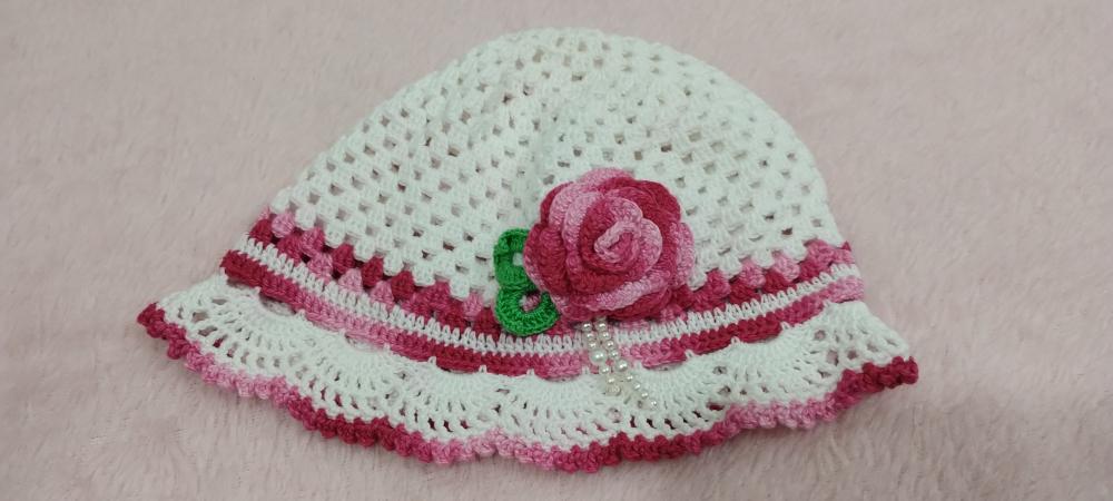 chapéu em linha de algodão infantil - pronta entrega - peça ú