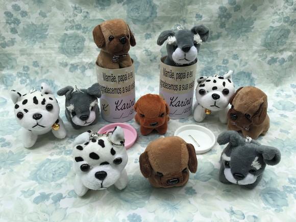 Cachorro em Pelúcia Chaveiro + Cofrinho 30 Unidades