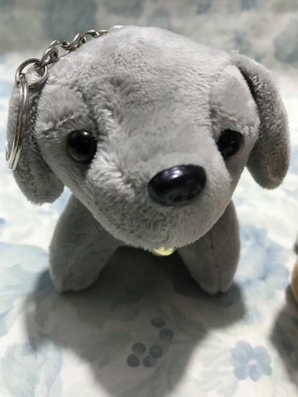 Cachorro em pelúcia chaveiro Marrom Claro e Cinza