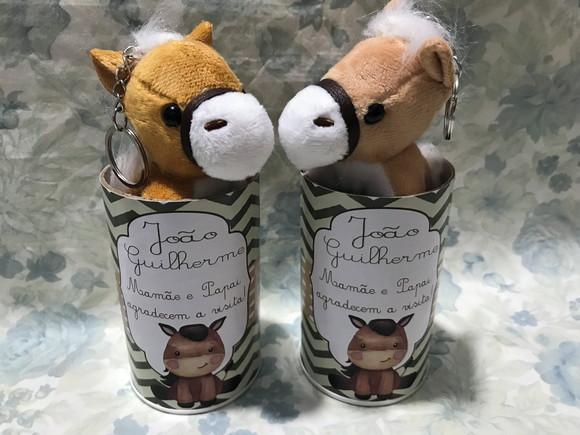 Cavalinhos em Pelúcia Chaveiro + Cofrinho 20 Unidades