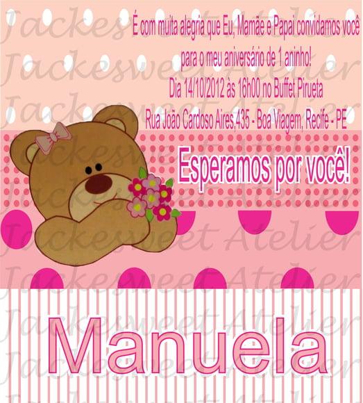 Convite Personalizado - Ursa Rosa