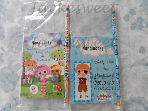 Kit bloquinho e lápis Lalaloopsy
