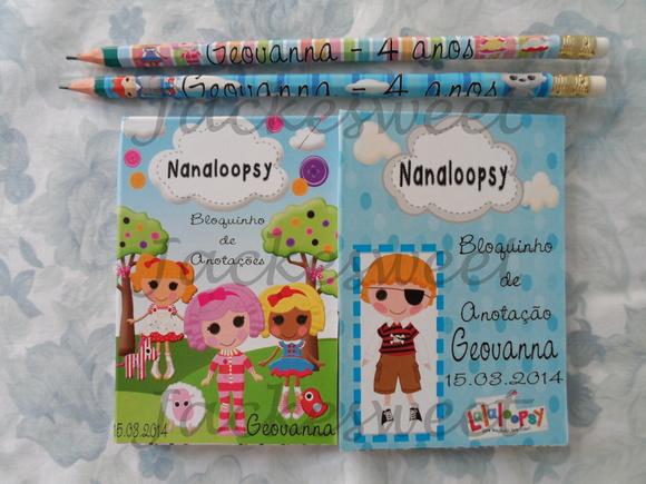 Kit bloquinho e lápis Lalaloopsy