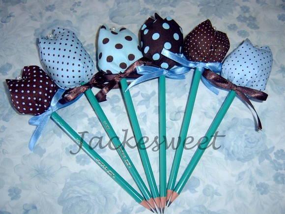 Lápis com Ponteira Tulipas Azul e Marrom
