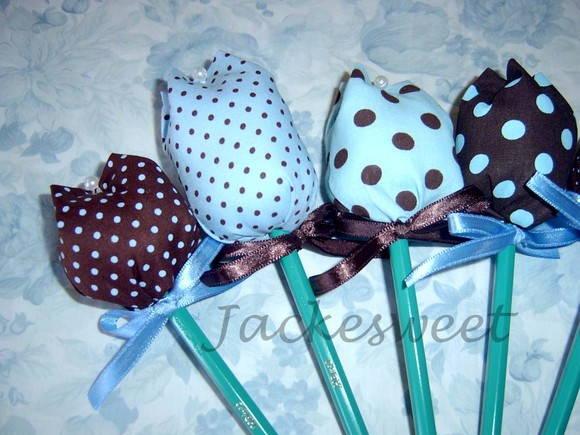 Lápis com Ponteira Tulipas Azul e Marrom