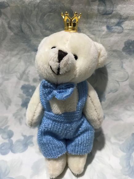 Mini Ursinho Articulado Plush Azul Coroa