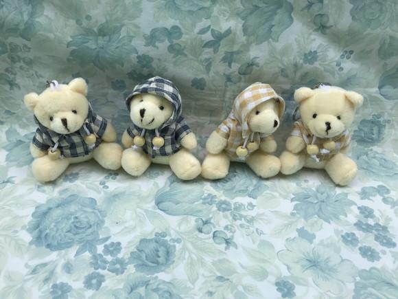Mini Ursinho Creme Casaco Xadrez