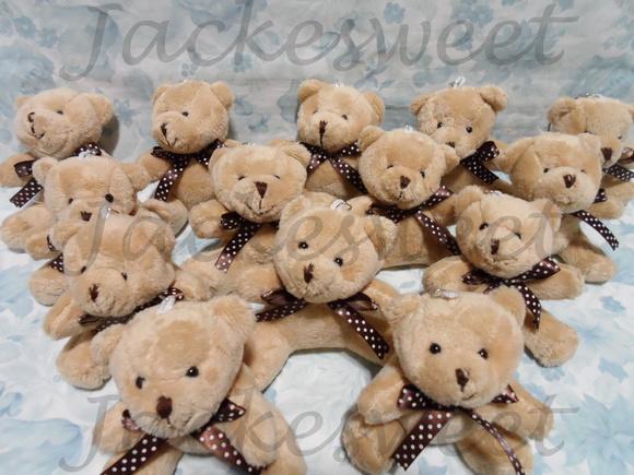 Mini Urso DENGO GRAVATA MARROM BL BRANCA