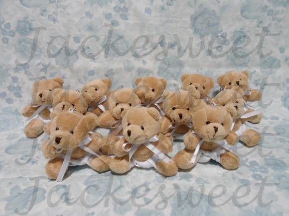 Mini Urso Marrom Fralda e Gravata Branca