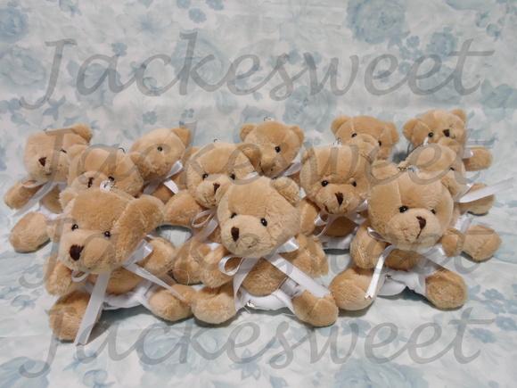 Mini Urso Marrom Fralda e Gravata Branca 50 Unid