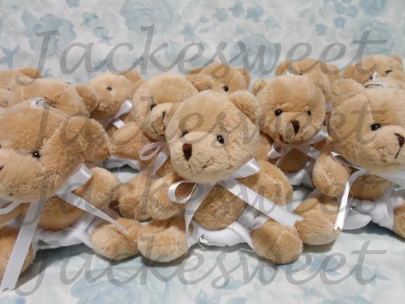 Mini Urso Marrom Fralda e Gravata Branca 50 Unid