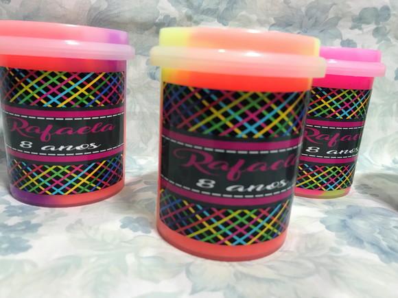 Slime Personalizado Festa Neon 24 Unidades
