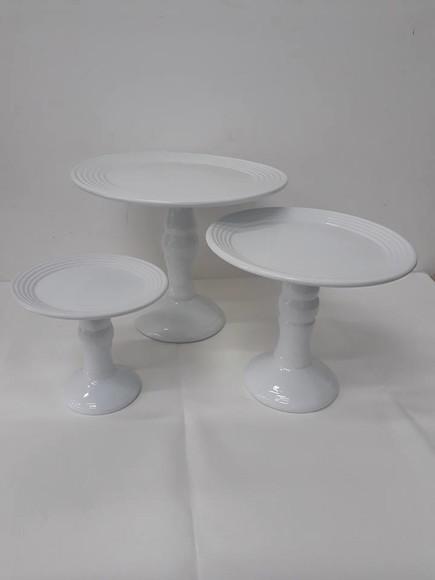Trio de travessa com pé Cerâmica