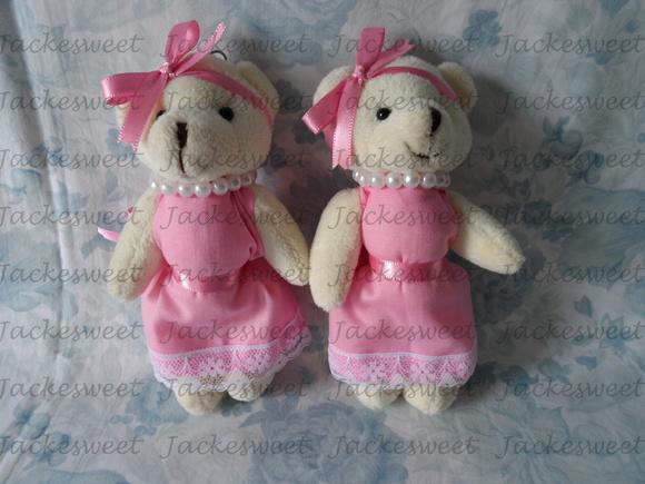 Ursinha Chaveiro Articulada Vestido Rosa