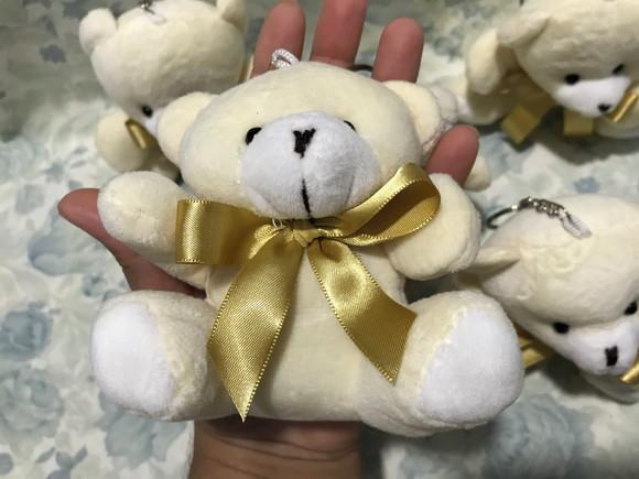 Ursinho 12 cm Creme Laço Dourado 20unid