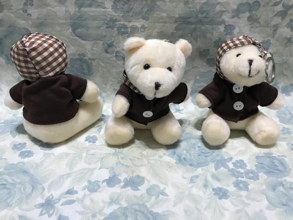 Ursinho Chaveiro Creme Casaco Capuz