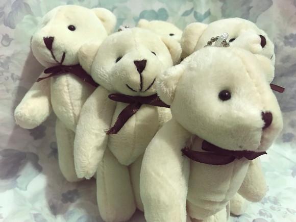 Urso Articulado 13 cm Creme 15unid