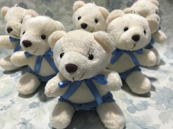 Urso Creme Gravata e Fralda Azul 40 Unid